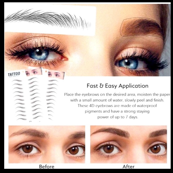EYEBROW TATTOO transfers 2Pcs Hair-Like makeup Tattoo 11 various sizes NWT - Picture 3 of 4